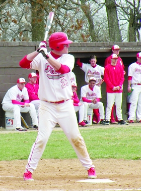 Sophomore captain Ricky Masson had one of the Pride's two hits against Vincennes on April 15. --contributed photo