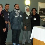 Left to right: Campus Minister Barbara Battin, Assistant Professor Abdullah Johnson, Ramon Mejia, Widad Boussaha and Farhah Ali attend the Muslim Student Association Welcome Luncheon on Oct 29.  “We want people to know the true Islam is peace.  This is the first meaning of Islam,” Boussaha said.